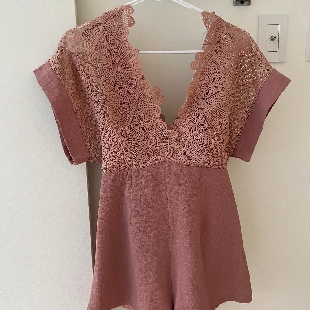 Dusty Rose Lace Romper